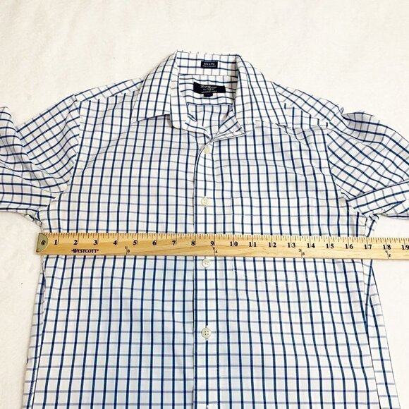 J. Crew blue white windowpane check collared long sleeve button front shirt - Picture 8 of 10